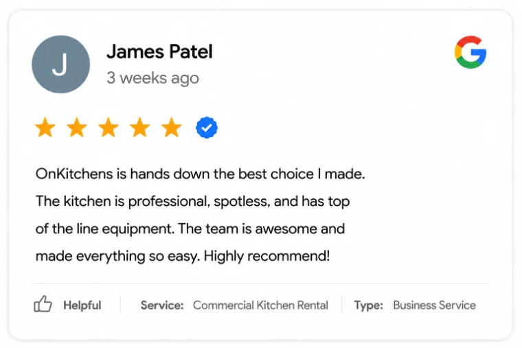 Five-star Google review from James Patel